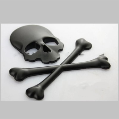  3d эмблема Череп с костями черный