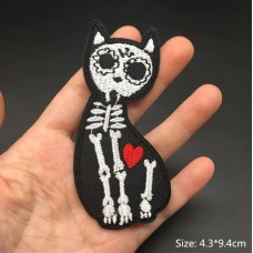 Термонашивка Скелет котика с сердечком